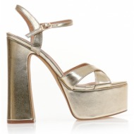 πέδιλα  χρυσά δερματίνη με χιαστί λουράκια χρυσο