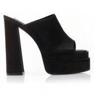 mules   μαύρα σατέν με φιάπα μαυρο