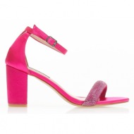 πέδιλα  φούξια σατέν με φάσα από στρας φουξια