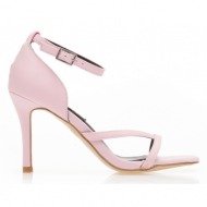 πέδιλα  ροζ υφασμάτινα με λεπτή φάσα και λοξό λουράκι ροζ