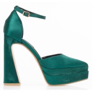 γόβες  πράσινες σατέν δίπατες μυτερές πρασινο