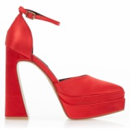 γόβες  κόκκινες σατέν δίπατες μυτερές κοκκινο