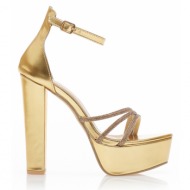 πέδιλα  χρυσά δερματίνη με φάσα από στρας και φιάπα χρυσο