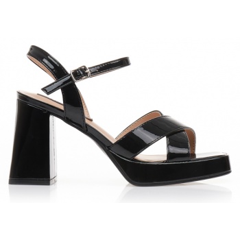 πέδιλα μαύρα λουστρίνι με χιαστί φάσα σε προσφορά