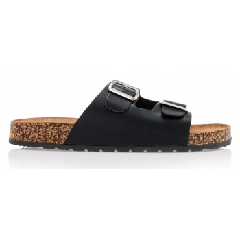 παντόφλες μαύρες δερματίνη με διπλή σε προσφορά