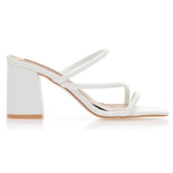 πέδιλα mules λευκά δερματίνη με σε προσφορά