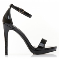 πέδιλα  μαύρα λουστρίνι με φιάπα και λουράκι στον αστράγαλο μαυρο