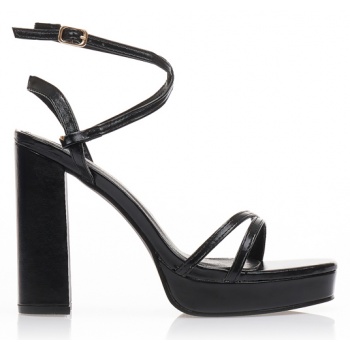 πέδιλα μαύρα δερματίνη με λοξή φάσα και σε προσφορά