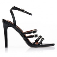 πέδιλα  μαύρα δερματίνη με φάσα από ρυθμιζόμενα λουράκια με στρας μαυρο