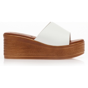 πλατφόρμες mules λευκές δερματίνη με σε προσφορά