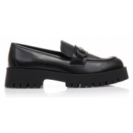 μοκασίνια  μαύρα δερματίνη με διακοσμητική αγκράφα μαυρο