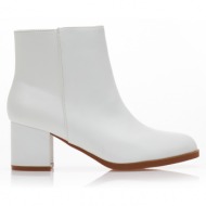 μποτάκια  λευκά δερματίνη με φερμουάρ λευκο