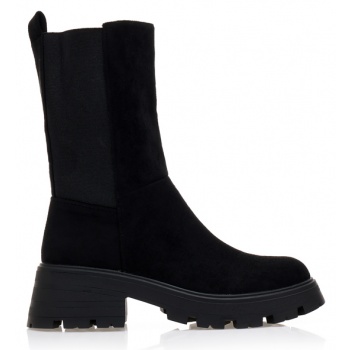 μποτάκια μαύρα σουέτ με λάστιχο μαυρο σε προσφορά