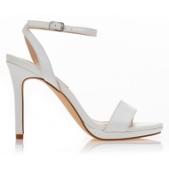 πέδιλα  λευκά δερματίνη με φιάπα και λουράκι στον αστράγαλο λευκο