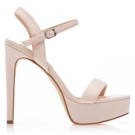 πέδιλα  μπεζ σατέν με φιάπα μπεζ