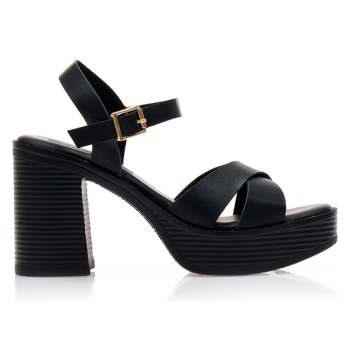 πέδιλα μαύρα δερματίνη με χιαστί φάσα σε προσφορά