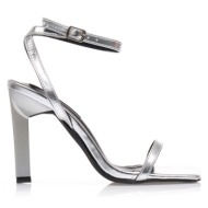 πέδιλα  ασημί δερματίνη με ιδιαίτερο λουστρίνι τακούνι ασημι