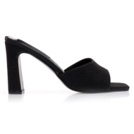 παντόφλες  μαύρα λούρεξ με ιδιαίτερο τακούνι μαυρο