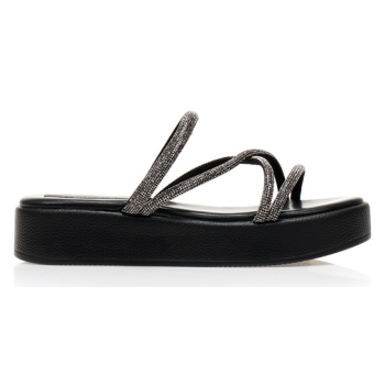 flatforms μαύρα δερματίνη με λουράκια σε προσφορά