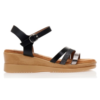 πλατφόρμες μαύρες δερματίνη με λουράκια σε προσφορά