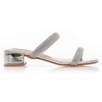 mules ασημί δερματίνη με διπλή φάσα από σε προσφορά