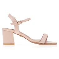 πέδιλα  ροζ δερματίνη με μπρονζέ λεπτομέρεια ροζ