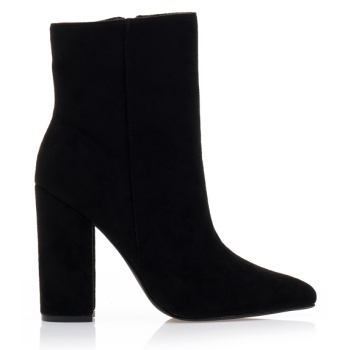 μποτάκια μαύρα σουέτ με φερμουάρ μυτερά σε προσφορά