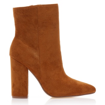 μποτάκια κάμελ σουέτ με φερμουάρ μυτερά σε προσφορά