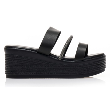 flatforms μαύρα δερματίνη με λουράκι σε προσφορά