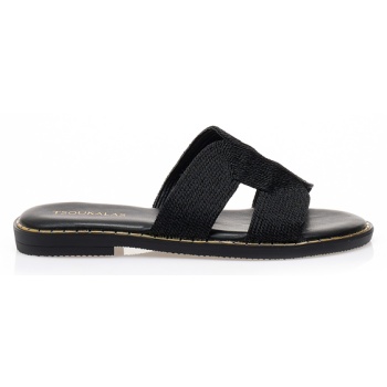 σανδάλια μαύρα δερματίνη με σχέδιο σε προσφορά