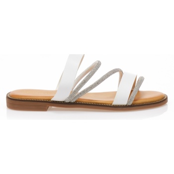 σανδάλια λευκά δερματίνη με λουράκια σε προσφορά