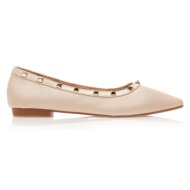 μπαλαρίνες  μπεζ δερματίνη με τρουκς μυτερές μπεζ