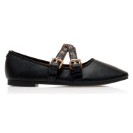 μπαλαρίνες  μαύρες δερματίνη με διπλή μπαρέτα μαυρο