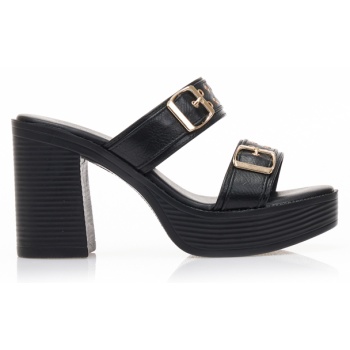 mules μαύρα δερματίνη με διακοσμητικά σε προσφορά