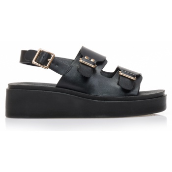 flatforms μαύρα δερματίνη με λουράκι σε προσφορά