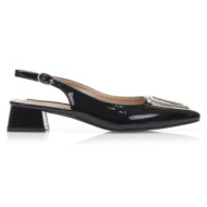 γόβες   μαύρες λουστρίνι με αγκράφα μαυρο