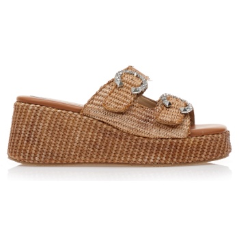 πλατφόρμες κάμελ ψάθινες με αγκράφες σε προσφορά