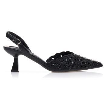 γόβες mules μαύρες με διάτρητο σχέδιο σε προσφορά