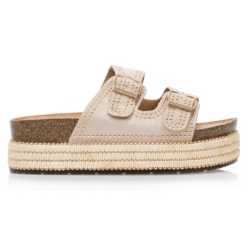 flatforms μπεζ σουέτ με χρυσά τρουκς σε προσφορά