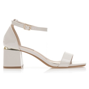 πέδιλα μπεζ λουστρίνι με χρυσή σε προσφορά