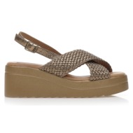  πλατφόρμες μπρονζέ δερματίνη με χιαστί φάσα σε σχέδιο πλεξούδα μπρονζε