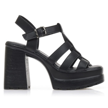 πέδιλα μαύρα δερματίνη με πολλαπλά σε προσφορά