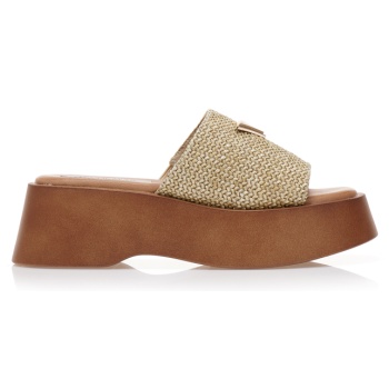 flatforms μπεζ με ψάθινη φάσα και σε προσφορά