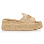  flatforms μπεζ ψάθινα με αγκράφα μπεζ