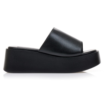 flatforms μαύρα δερματίνη με φαρδιά σε προσφορά