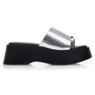 flatforms ασημί δερματίν...