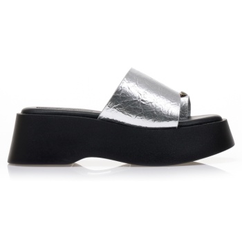 flatforms ασημί δερματίνη με σχέδιο σε προσφορά