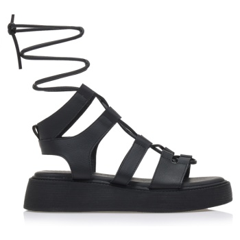 flatforms μαύρα δερματίνη με ιδιαίτερο σε προσφορά