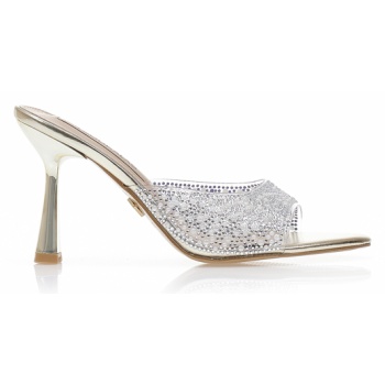 mules χρυσά δερματίνη με διαφάνεια και