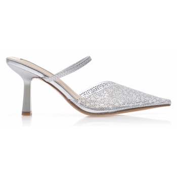 γόβες mules ασημί δερματίνη με σε προσφορά